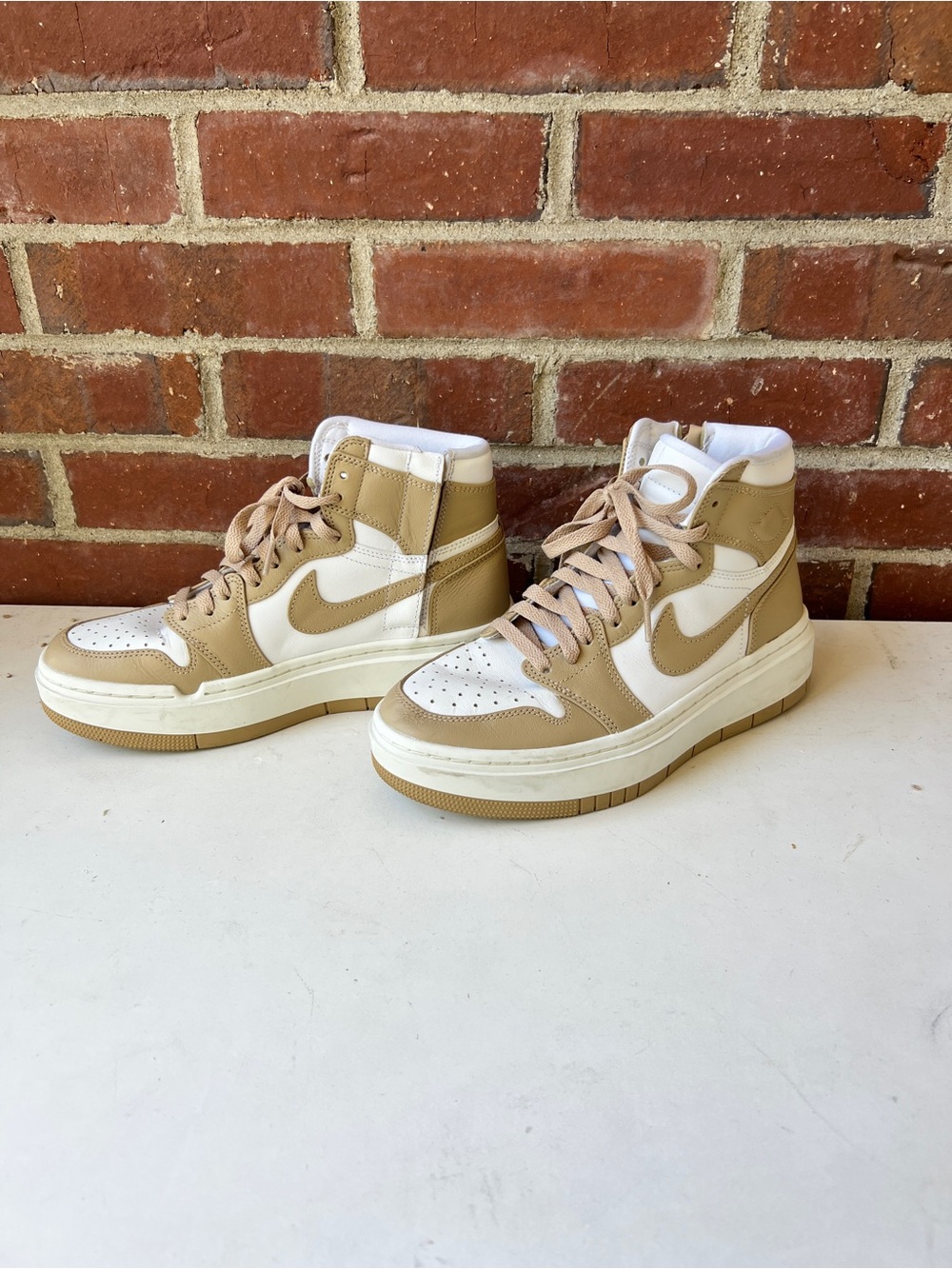 Nike Air Jordan 1 Elevate High White Desert Women's Platform Sneakers Size 8